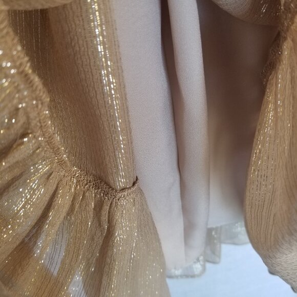 Intermix Women's Margot Metallic Striped Georgette Dress Size 10 NWT Gold Lamé - Picture 6 of 12